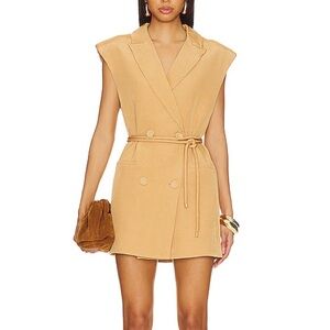 Shona Joy Tan Double-Breasted Mini Dress